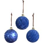 Blaue Weihnachtskugeln & Christbaumkugeln aus Leder 3 Teile 