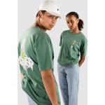 Olivgrüne Ripndip T-Shirts Blumen aus Baumwolle für Herren Größe M 