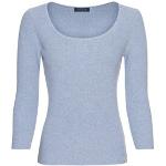 Reduzierte Blaue 3/4-ärmelige Highmoor eckigem Ausschnitt Frühlingsmode aus Baumwolle für Damen Größe XL 