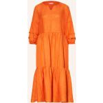 Reduzierte Orange Langärmelige Robert Friedman Kleider mit Ärmel Orangen aus Leinen für Damen Größe S 