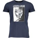 Marineblaue Print Kurzärmelige Roberto Cavalli T-Shirts aus Baumwolle für Herren Größe XXL 