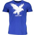 Blaue Print Kurzärmelige Roberto Cavalli T-Shirts aus Baumwolle für Herren Größe M 