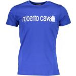 Blaue Print Kurzärmelige Roberto Cavalli T-Shirts aus Baumwolle für Herren Größe S 