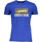 Blaue Print Kurzärmelige Roberto Cavalli T-Shirts aus Baumwolle für Herren Größe S 