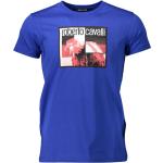 Blaue Print Kurzärmelige Roberto Cavalli T-Shirts aus Baumwolle für Herren Größe XL 