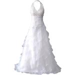 Weiße Brautkleider & Hochzeitskleider Deutschland mit Perlen aus Organza für Damen Größe M zur Hochzeit 