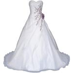 Weiße Brautkleider & Hochzeitskleider Blumen mit Perlen aus Organza für Damen Größe XL zur Hochzeit 