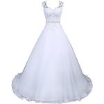 Weiße Brautkleider & Hochzeitskleider Deutschland mit Perlen aus Satin für Damen Größe XS zur Hochzeit 