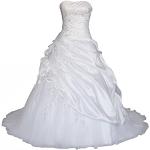 Silberne Brautkleider & Hochzeitskleider Blumen mit Perlen aus Organza für Damen Größe M zur Hochzeit 