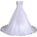 Weiße Brautkleider & Hochzeitskleider Deutschland mit Perlen aus Organza für Damen Größe S zur Hochzeit 