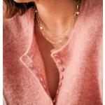 Pinke Casual Langärmelige Damenstrickpullover aus Mohair Größe L 