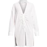 Weiße Langärmelige Roxy V-Ausschnitt Strandkleider Limonaden für Damen Größe S 