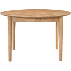 Runder Esstisch / Tisch mit Auszug in Eichenholz im Fischgrätenmuster, vorbereitet für Zusatzplatten, L: 120/160/200 cm B: 120 cm H: 75 cm - Maggie