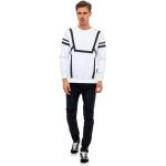 RUSTY NEAL Herren Sweater Rundhals-Pullover mit Kontraststreifen R-19045 Weiß/Schwarz, Größe:L