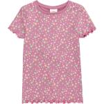 Mauvefarbene Blumen s.Oliver Kinder-T-Shirts aus Jersey für Mädchen Größe 140 