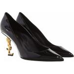 Reduzierte Schwarze Elegante Pfennigabsatz High-Heel Pumps aus Leder für Damen Größe 41 mit Absatzhöhe 7cm bis 9cm 