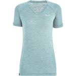 Blaue Kurzärmelige Salewa V-Ausschnitt V-Shirts aus Jersey für Damen Größe S 