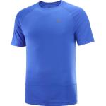 Blaue Kurzärmelige Atmungsaktive Salomon Herrenlaufshirts aus Polyester Größe XL 