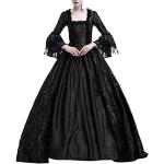 Schwarze Gothic Langärmelige Wadenlange | Midi Partykleider aus Jersey für Damen Größe XS 