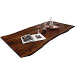 SAM Tischplatte 140x80 cm, Akazie massiv, nussbaumfarben, stilvolle Baumkanten-Platte, pflegeleichtes Unikat