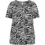 Samoon Damen Blusenshirt im Zebra-Design Kurzarm Animal-Print Black Gemustert 50