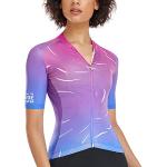 Santic Radtrikot Damen Kurz Fahrradtrikot Damen Fahrrad Shirt mit Taschen Violett EU M