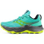 Blaue Saucony Endorphin Trailrunning Schuhe mit Perlen für Damen Größe 43 