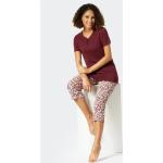 Braune Print Kurzärmelige Schiesser Damenschlafanzüge & Damenpyjamas aus Baumwolle Größe XL 