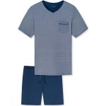 Blaue Schiesser Herrenschlafanzüge & Herrenpyjamas aus Baumwolle Größe 5 XL Große Größen 