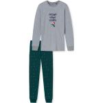 Graue Langärmelige Schiesser Bio Kinderpyjamas & Kinderschlafanzüge aus Baumwolle für Jungen Größe 140 