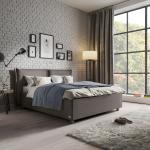 Graue Schlaraffia Betten mit Matratze aus Nussbaum 140x200 cm 
