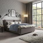 Graue Schlaraffia Betten mit Matratze aus Nussbaum 200x200 cm 