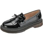 Schwarze Oxford Schuhe mit Fransen aus Leder für Damen Größe 43 
