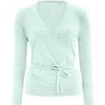 Mintgrüne V-Ausschnitt V-Shirts aus Elastan für Damen Größe M 