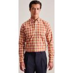 Orange Elegante Langärmelige Seidensticker Nachhaltige Button Down Hemden Orangen aus Baumwolle für Herren 