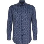 Blaue Paisley Business Langärmelige Seidensticker Anzughemden & Businesshemden aus Popeline 