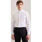 Weiße Elegante Langärmelige Seidensticker Nachhaltige Slim Fit Hemden aus Popeline für Herren 