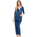 Blaue Stillpyjama aus Elastan für Damen 
