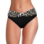 Reduzierte Schwarze Animal-Print Retro Triangel Bikinis Leoparden für Damen Größe S 
