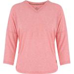 Reduzierte Pinke Langärmelige Sherpa V-Ausschnitt V-Shirts für Damen Übergrößen 