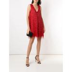 Reduzierte Rote Ärmellose Armani Emporio Armani V-Ausschnitt Abendkleider & festliche Kleider mit Fransen aus Seide für Damen Größe M 