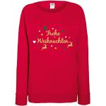 Rote Print OEKO-TEX Nachhaltige Weihnachtspullover & Christmas Sweater maschinenwaschbar für Damen Größe M 