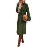 Armeegrüne Lange Trenchcoats mit Gürtel aus Wolle für Damen Größe L 