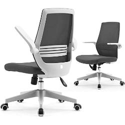 SIHOO Moderner ergonomischer Bürostuhl, Schreibtischstuhl, atmungsaktiver Kompaktstuhl, Taillenstütze, anhebbare und umkehrbare Armlehne, leise Nylonrollen(Schwarz)