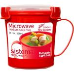 Sistema Microwave Mikrowellen-Suppentasse, mittelgroß | mikrowellenfeste Frischhaltedose | 656 ml | BPA-frei | rot, 1 Stück (1er Pack)