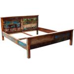 SIT Möbel RIVERBOAT Bett Altholz mit starken Gebrauchsspuren lackiert bunt Bunt