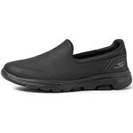 Skechers Damen Go Walk 5 Polished Sneaker, Black Leather Trim, 35 EU