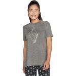Graue Kurzärmelige Skechers T-Shirts aus Baumwolle für Damen Größe XS 