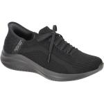 Schwarze Skechers Ultra Flex Flache Sneaker Schnürung aus Textil mit herausnehmbarem Fußbett für Damen Größe 41 