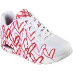 Rote Skechers Uno Keil-Sneaker Schnürung aus Kunstleder für Damen Größe 35 